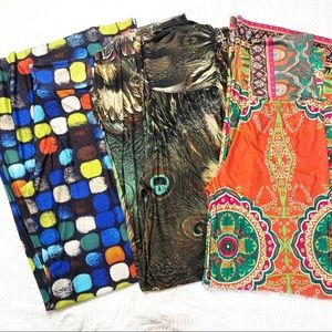 Lot If 3 Auditions Palazzo Pants Dots Peacock Boho